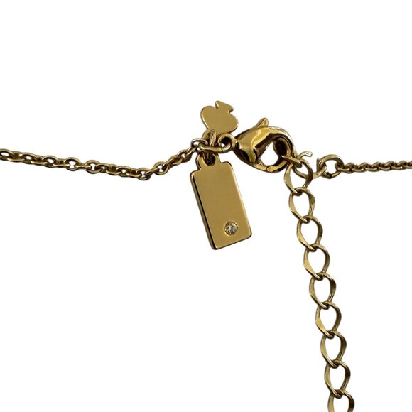 Kate Spade Spot The Gold Enamel Spade Pendant Necklace Crystal Charms 16"-18" - Picture 6 of 7